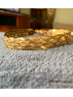 .925 vermeil Italy 6 strand braided herringbone bracelet 7.5 inches classic